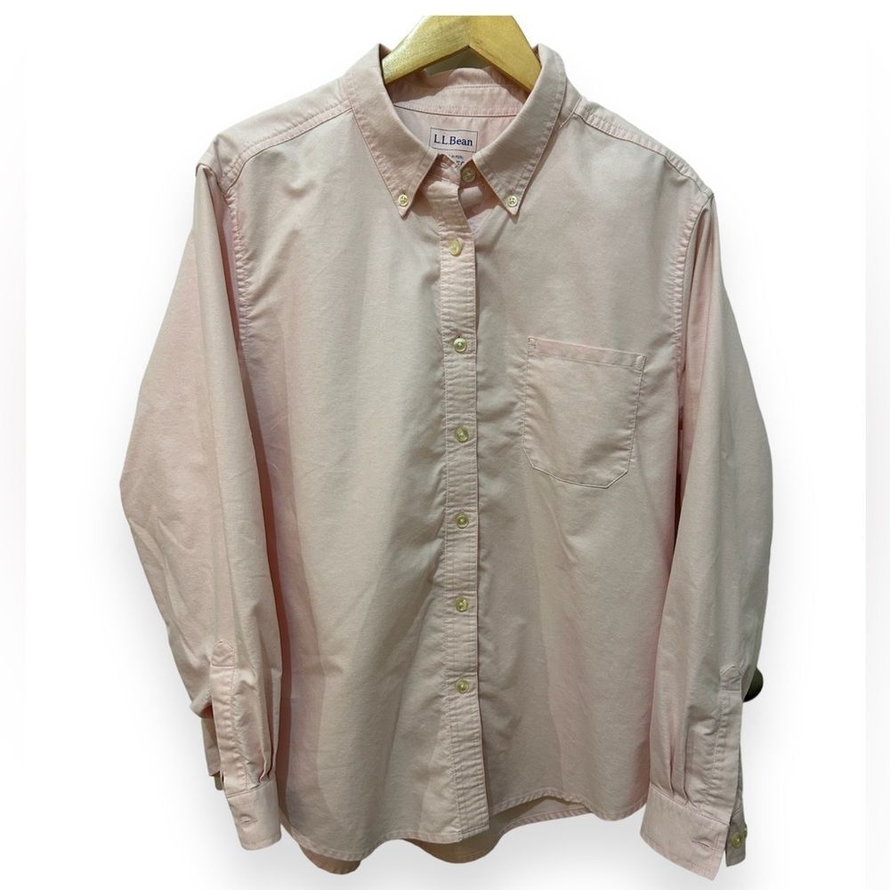 L.L. Bean Pink Button Down Cotton Career-wear Natural Fiber Breathable Office XL